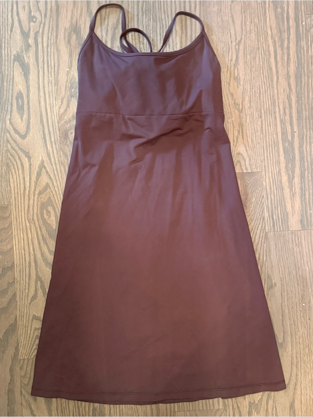 Athleta Chocolate Strappy A-Line Dress adjustable strap dress. SM